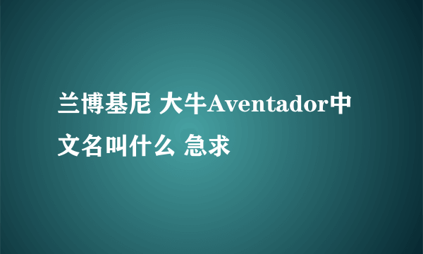 兰博基尼 大牛Aventador中文名叫什么 急求