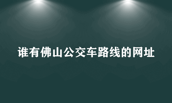 谁有佛山公交车路线的网址