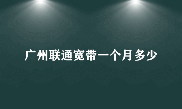 广州联通宽带一个月多少