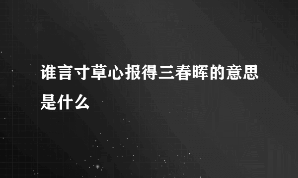 谁言寸草心报得三春晖的意思是什么