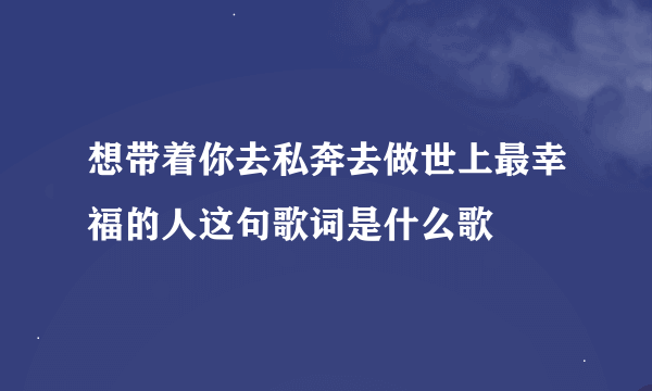 想带着你去私奔去做世上最幸福的人这句歌词是什么歌