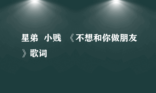 星弟  小贱  《不想和你做朋友》歌词