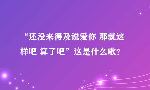 “还没来得及说爱你 那就这样吧 算了吧”这是什么歌？