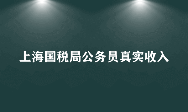 上海国税局公务员真实收入