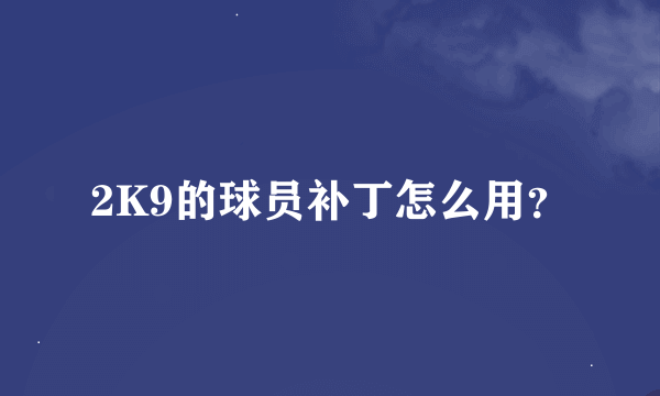 2K9的球员补丁怎么用？