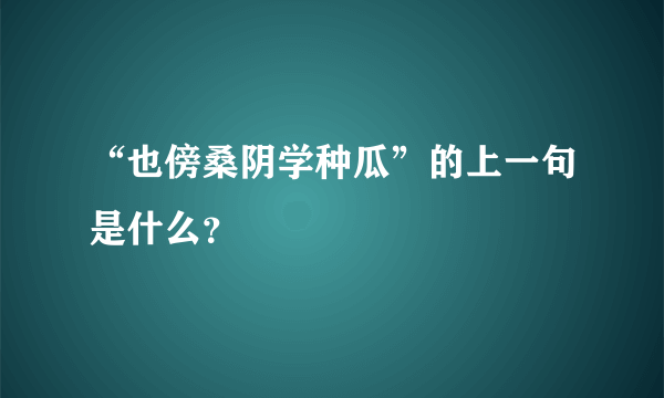 “也傍桑阴学种瓜”的上一句是什么？