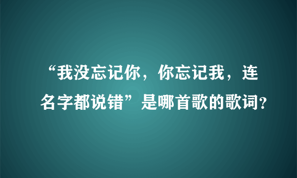 “我没忘记你，你忘记我，连名字都说错”是哪首歌的歌词？