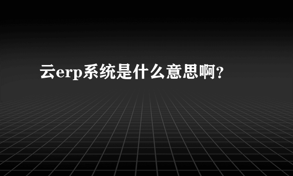 云erp系统是什么意思啊？