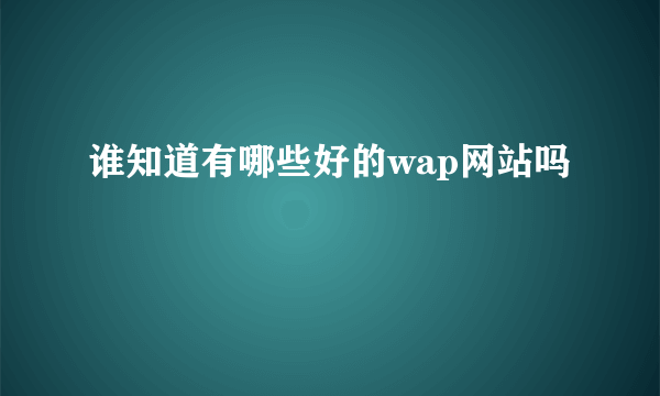 谁知道有哪些好的wap网站吗