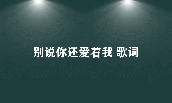 别说你还爱着我 歌词