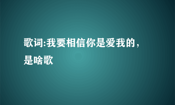 歌词:我要相信你是爱我的，是啥歌