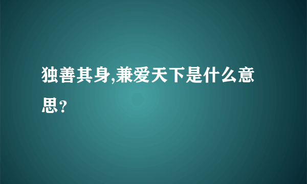 独善其身,兼爱天下是什么意思？