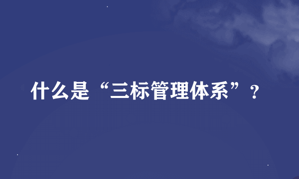 什么是“三标管理体系”？