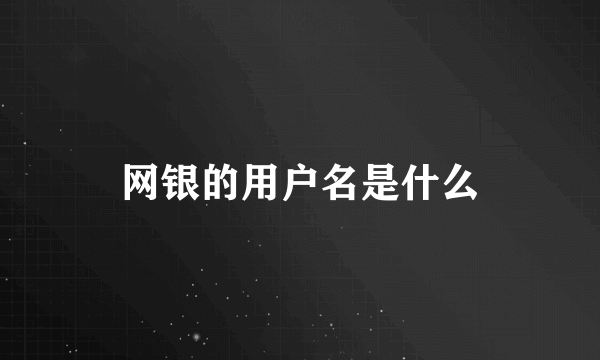 网银的用户名是什么