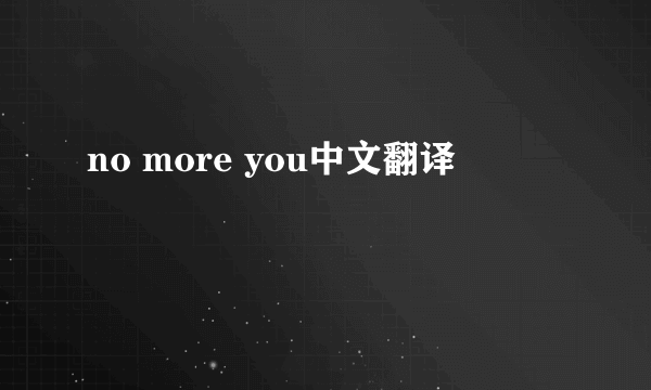 no more you中文翻译