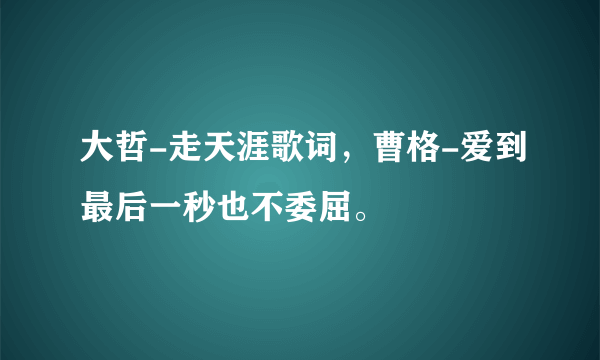 大哲-走天涯歌词，曹格-爱到最后一秒也不委屈。