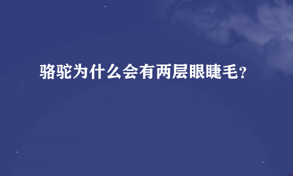 骆驼为什么会有两层眼睫毛？