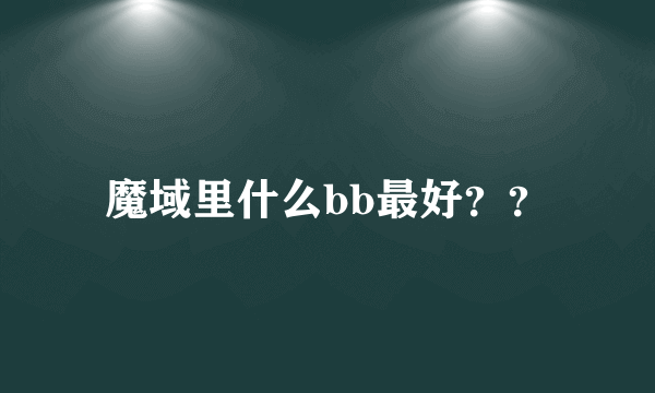 魔域里什么bb最好？？