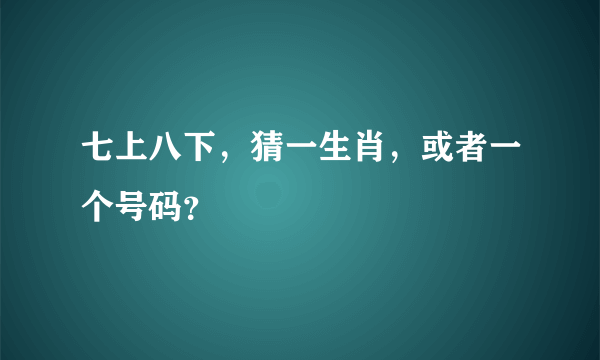 七上八下，猜一生肖，或者一个号码？