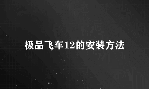 极品飞车12的安装方法