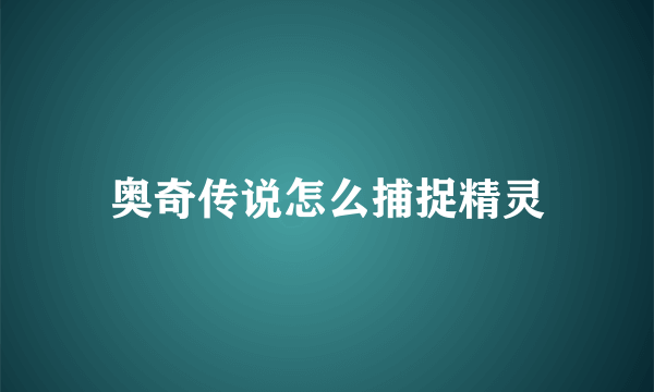 奥奇传说怎么捕捉精灵