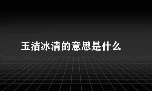 玉洁冰清的意思是什么🤔