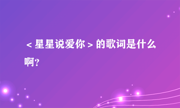 ＜星星说爱你＞的歌词是什么啊？