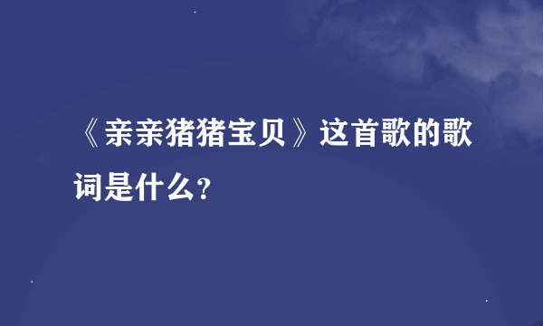 《亲亲猪猪宝贝》这首歌的歌词是什么？