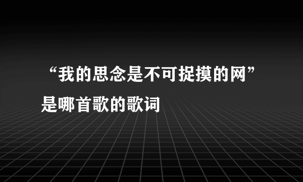 “我的思念是不可捉摸的网”是哪首歌的歌词