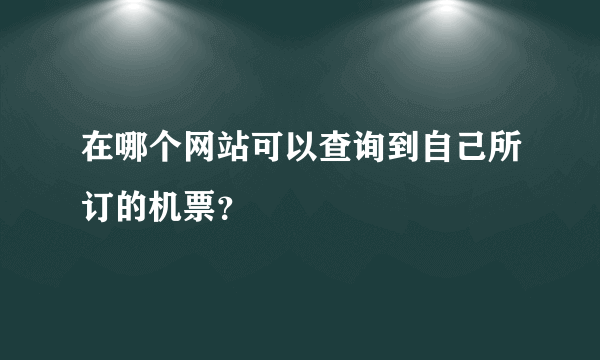 在哪个网站可以查询到自己所订的机票？