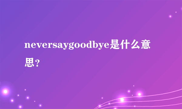 neversaygoodbye是什么意思？