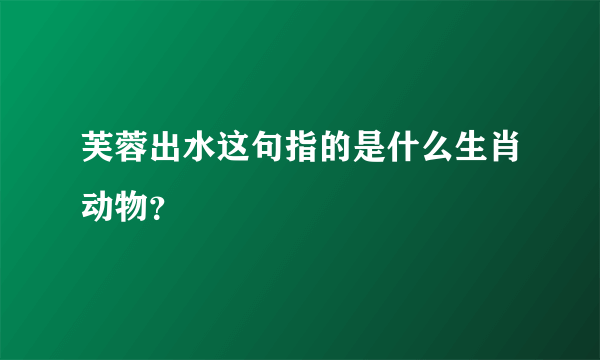 芙蓉出水这句指的是什么生肖动物？