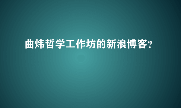 曲炜哲学工作坊的新浪博客？