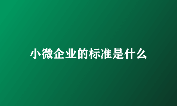 小微企业的标准是什么