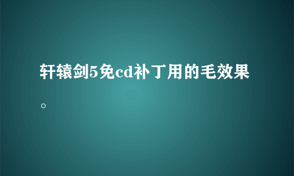 轩辕剑5免cd补丁用的毛效果。