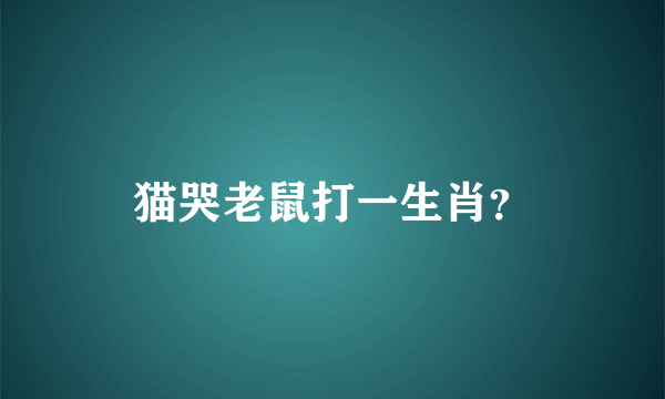 猫哭老鼠打一生肖？