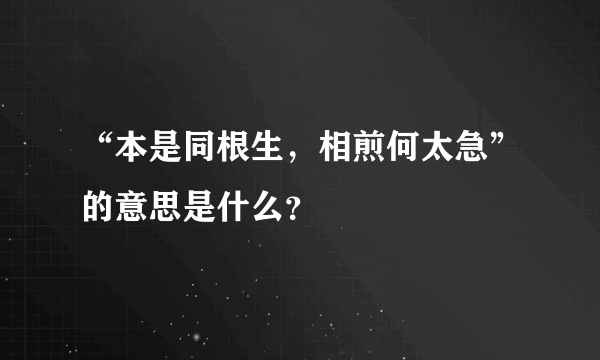 “本是同根生，相煎何太急”的意思是什么？