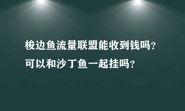 梭边鱼流量联盟能收到钱吗？可以和沙丁鱼一起挂吗？