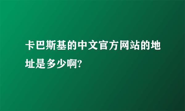 卡巴斯基的中文官方网站的地址是多少啊?