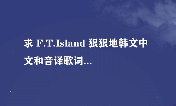 求 F.T.Island 狠狠地韩文中文和音译歌词~~~速度！！！够速度的加高分！！~~