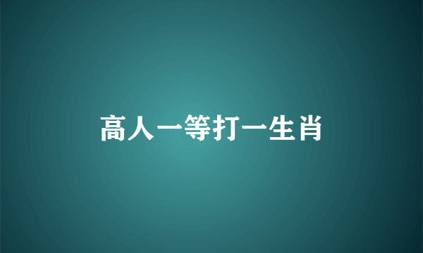 高人一等打一生肖