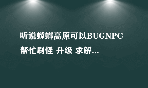 听说螳螂高原可以BUGNPC 帮忙刷怪 升级 求解是怎么做到的 ？