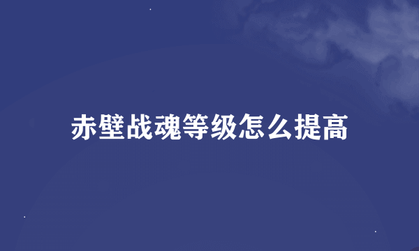 赤壁战魂等级怎么提高