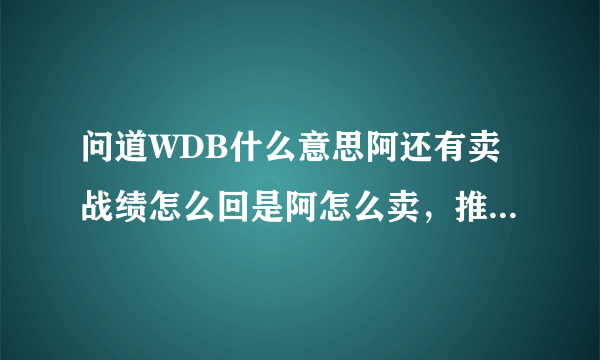 问道WDB什么意思阿还有卖战绩怎么回是阿怎么卖，推广人怎么当阿