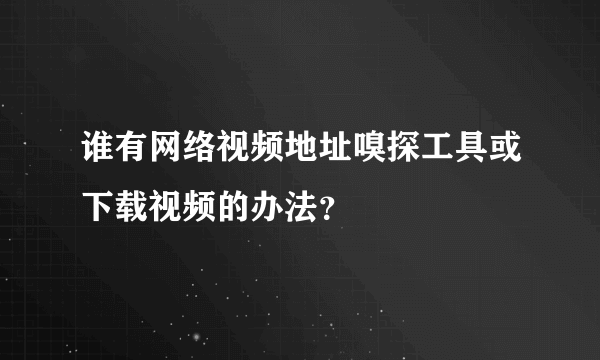 谁有网络视频地址嗅探工具或下载视频的办法？