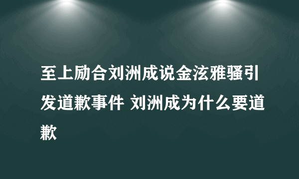 至上励合刘洲成说金泫雅骚引发道歉事件 刘洲成为什么要道歉