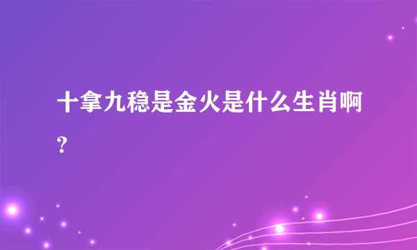 十拿九稳是金火是什么生肖啊？