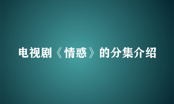 电视剧《情惑》的分集介绍