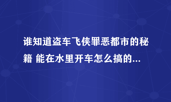 谁知道盗车飞侠罪恶都市的秘籍 能在水里开车怎么搞的?????