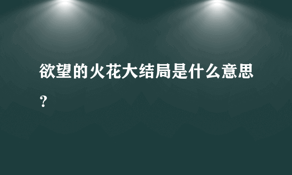 欲望的火花大结局是什么意思？